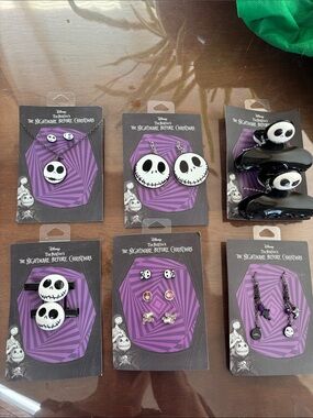 6 Lot Nightmare Before Christmas Jewelry, Hair Clips and Hair Pins - All New